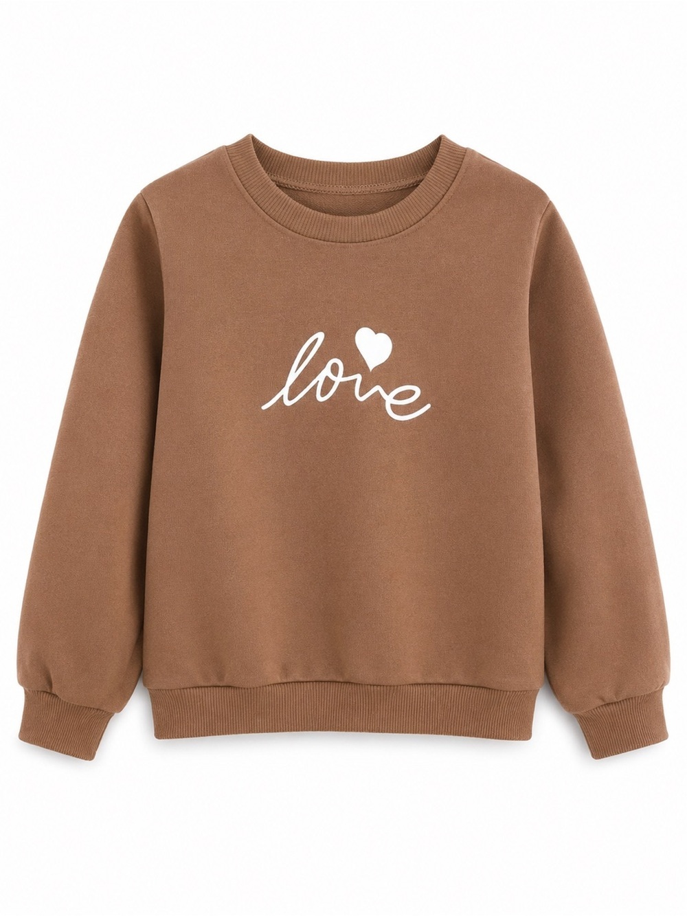 Girls Brown Love Heart Graphic Sweatshirt Pullover Size 5Y